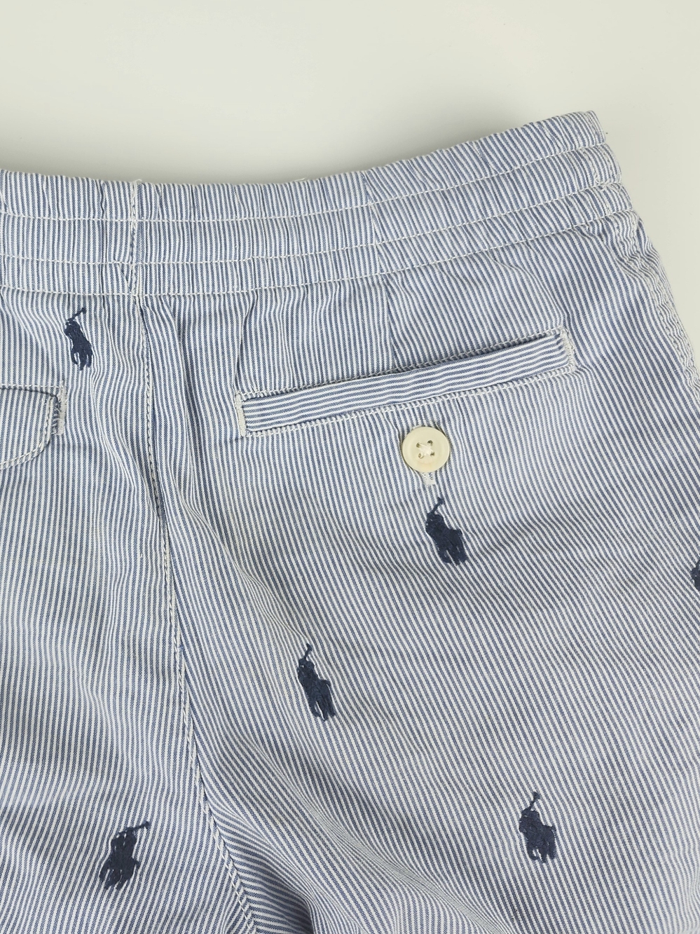 Polo by Ralph Lauren Blue Embroidered Seersucker Boy's Shorts - Picture 7 of 7